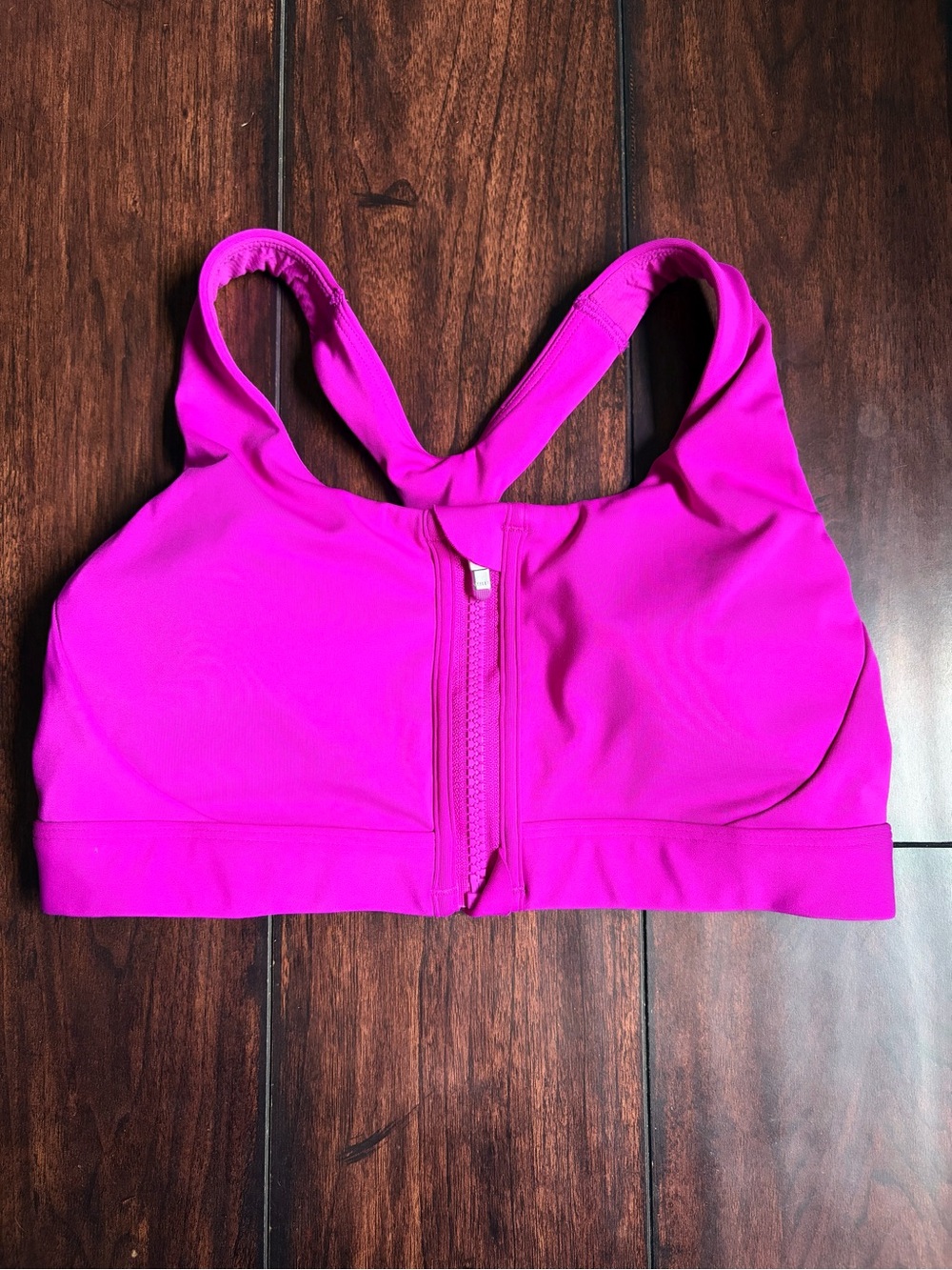 Athleta Front-Zip Racerback Sports Bra - Hot Pink